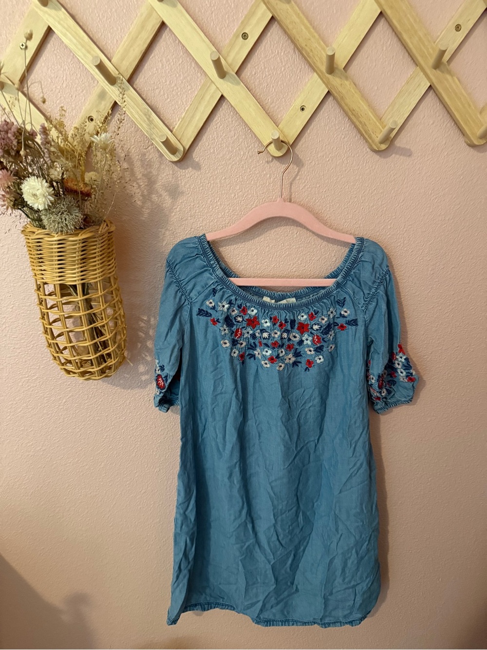 Girls Nordstrom Treasure and Bond Embroidered Light Blue Boho Dress